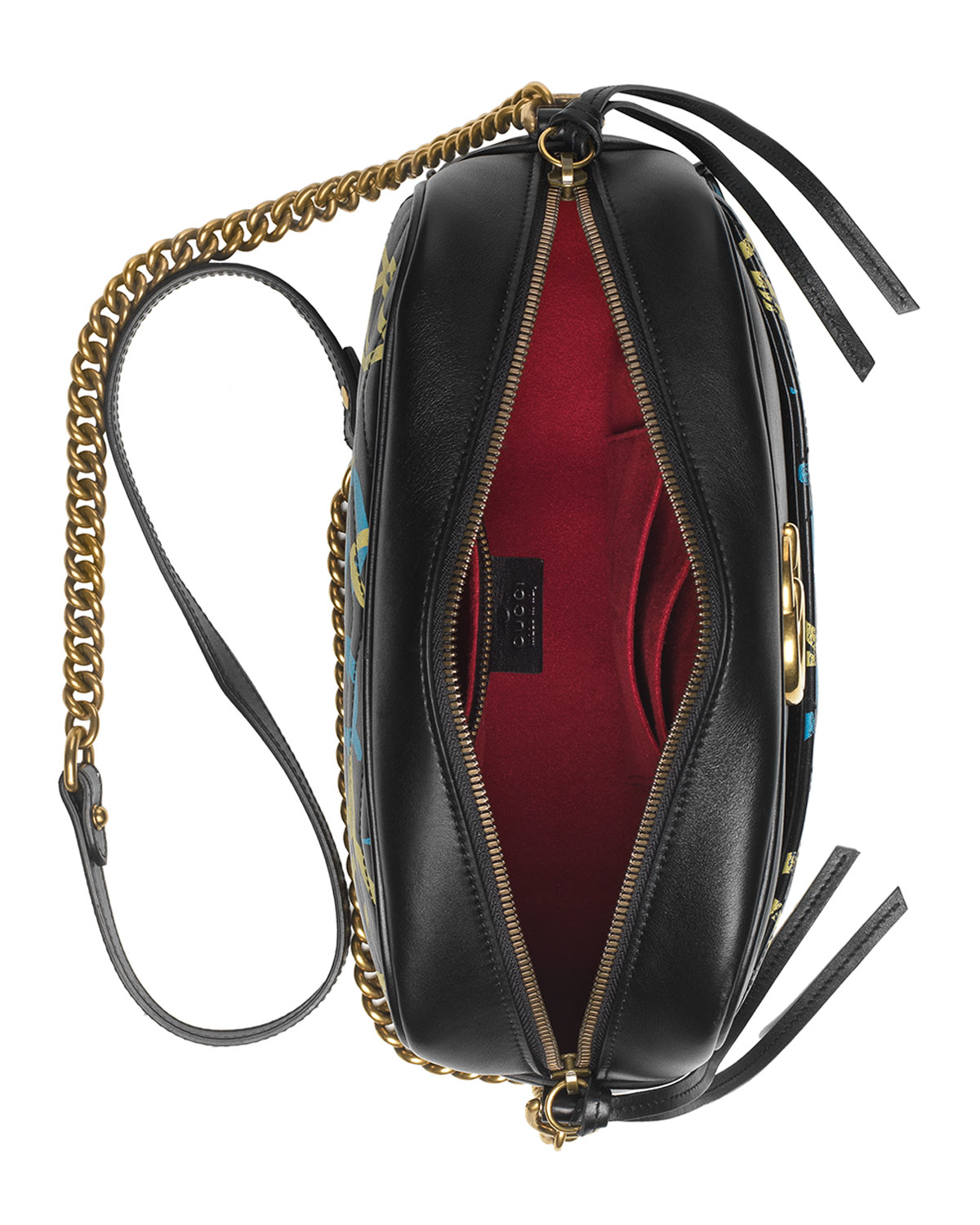 Gucci Ghost GG Marmont GraffitiPrint Leather Shoulder Bag in Black Lyst